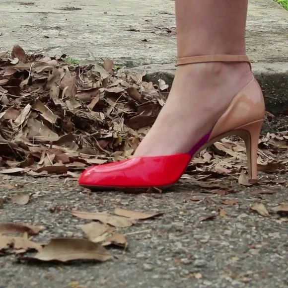 J. Crew Coraline Patent Leather Colorblock Ankle Strap Pumps Heels. Size 10. - Picture 2 of 13